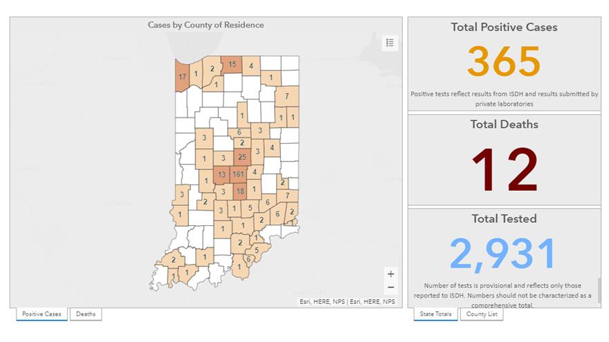 Indiana Has 365 Cases Of Covid 19