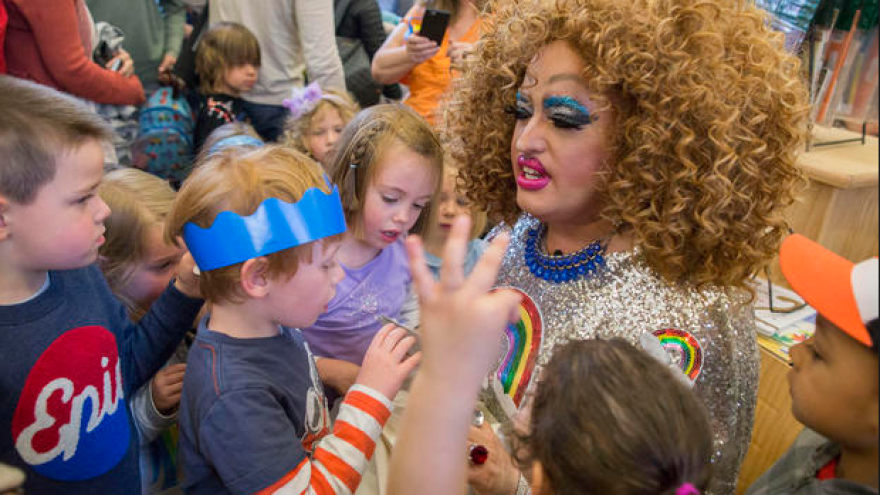 Drag queen reads stories to children at Wisconsin library