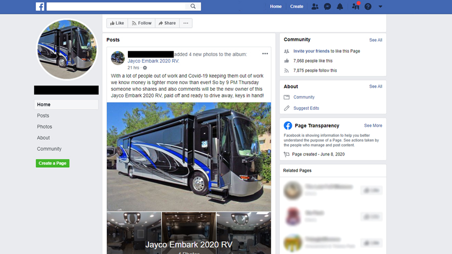 Sorry You Re Not Going To Win That Rv In The Facebook Post