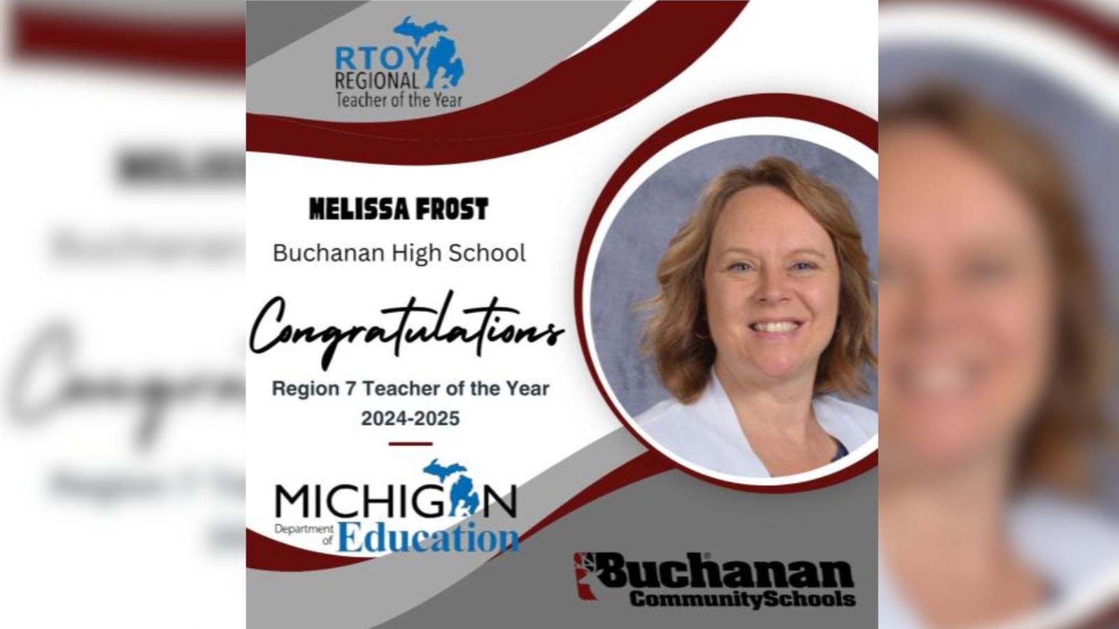 Buchanan High School Science Teacher Wins Regional Teacher of the Year Award